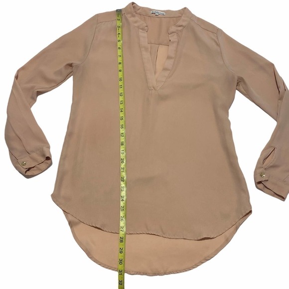 CHARLOTTE Russe Peach Split Neck Blouse Size Large - Picture 8 of 12